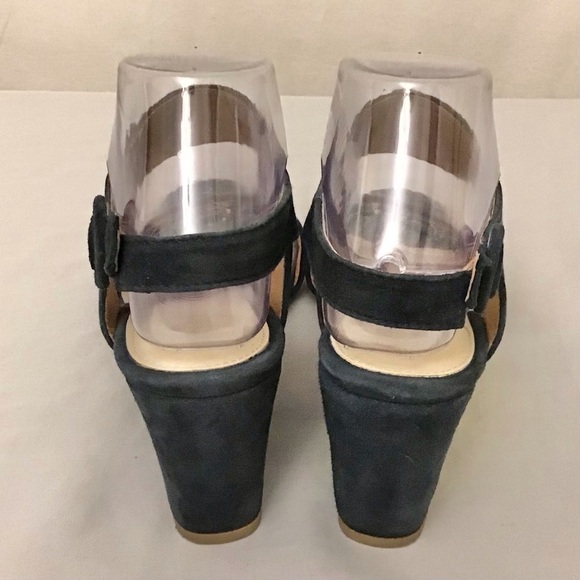 Isola Suede Sandals Blue Leather Block Heel Women’s Shoes Size 7 - Picture 5 of 9